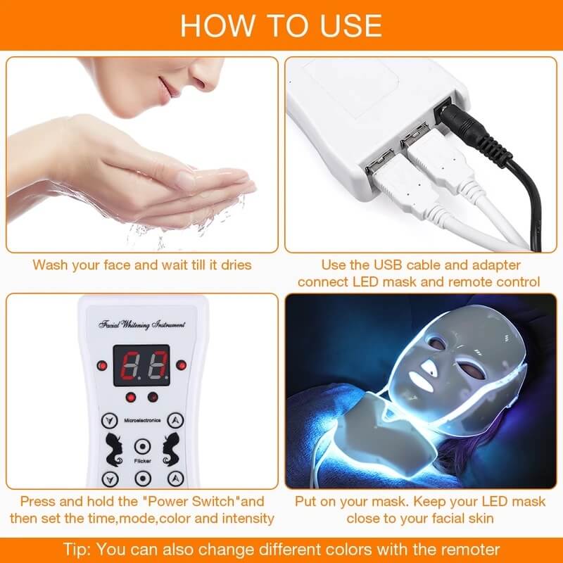 7 Colors LED Photon Light Mask For Face And Neck