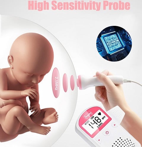 Baby Fetal Doppler - Heartbeat Rate Monitor with LCD Display And Speaker