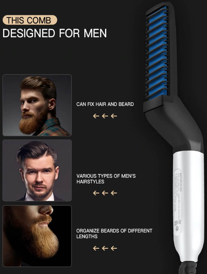 Beard Straightener Hot Relaxer Comb - Heated Mustache Brush