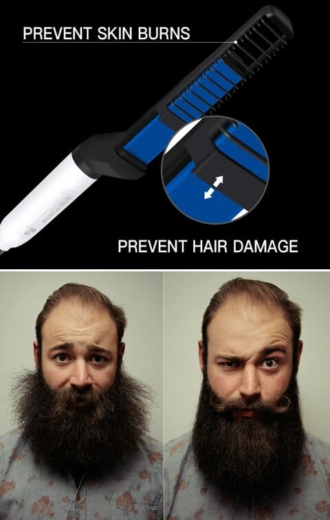 Beard Straightener Hot Relaxer Comb - Heated Mustache Brush
