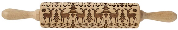 Christmas 3D Embossed Wooden Rolling Pin