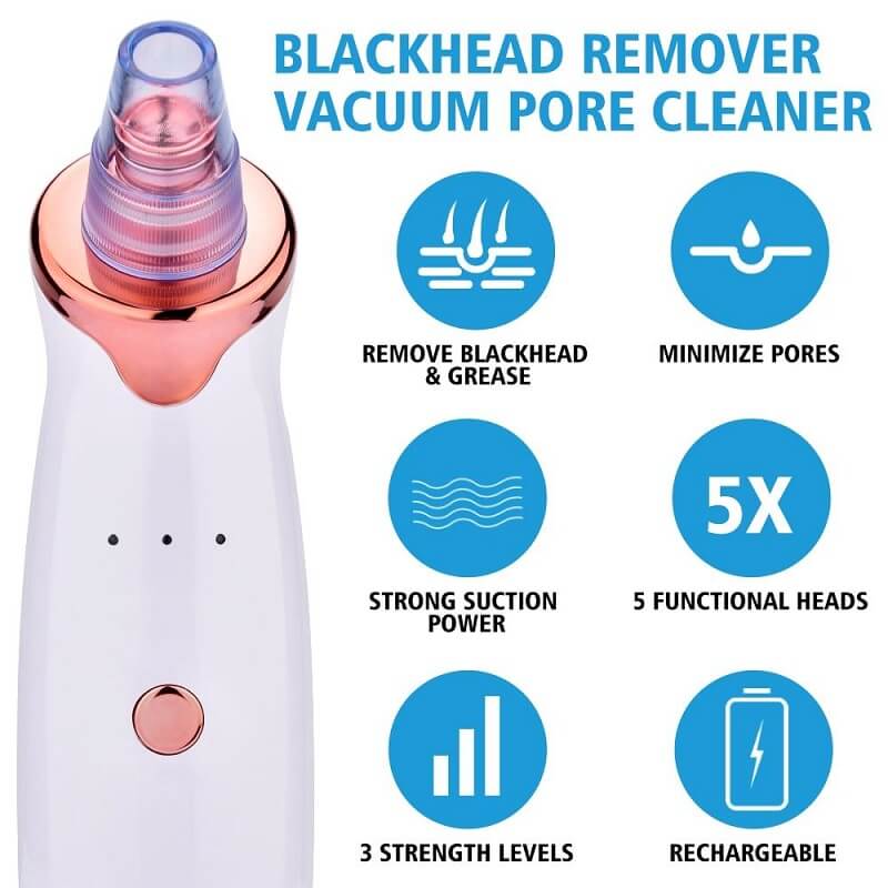 Blackhead On Nose Remover - Comedone Removal Extractor Tool & Pore Vacuum Suction Kit