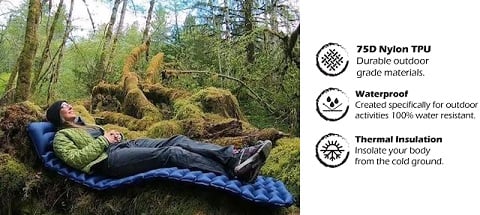 Camping Sleeping Mat & Mattress Pad For Backpacking - Inflatable & Ultralight