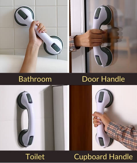 Shower Bathroom Suction Cup Safety Grab Bars For Elderly And Handicap