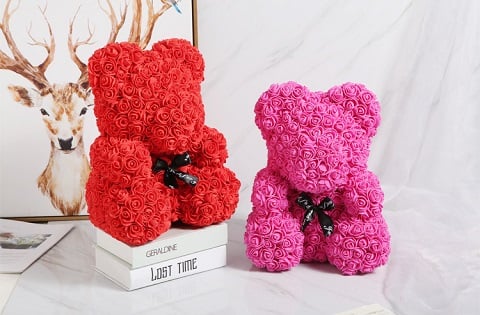 Roses Flower Teddy Bear With Gift Box