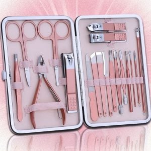 Manicure Pedicure Kit For Men And Women - 18 Pcs Nail Clipper Grooming Tool Set