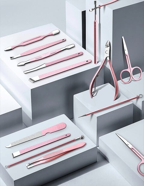 Manicure Pedicure Kit For Men And Women - 18 Pcs Nail Clipper Grooming Tool Set