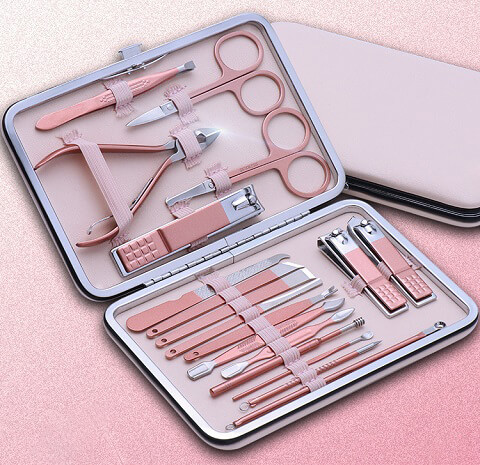 Manicure Pedicure Kit For Men And Women - 18 Pcs Nail Clipper Grooming Tool Set