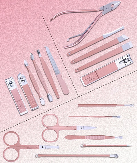 Manicure Pedicure Kit For Men And Women - 18 Pcs Nail Clipper Grooming Tool Set