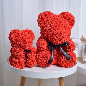 Roses Flower Teddy Bear With Gift Box