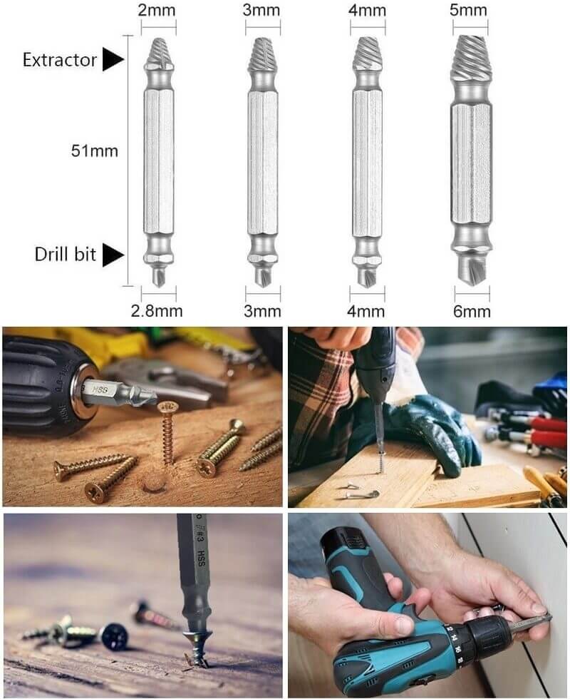 Set Of 4 Damaged Screw Extractor