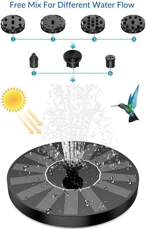 Solar Powered Bird Bath Water Fountain Pump - Garden And Pond
