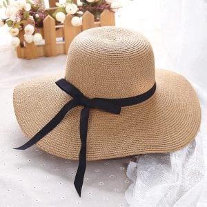 UPF 50 Summer Beach Visor Protection Straw Floppy Sun Hat For Women