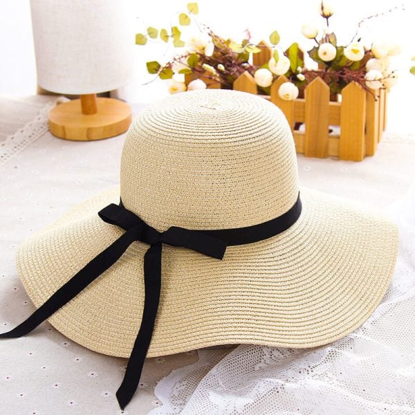 UPF 50 Summer Beach Visor Protection Straw Floppy Sun Hat For Women - Image 3