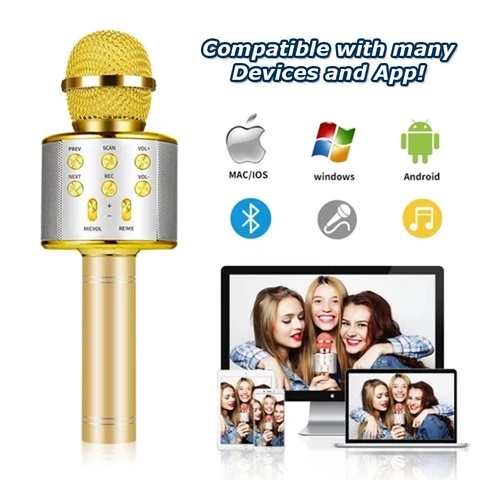 Karaoke Speaker With Microphone - Bluetooth & Wireless Singing Machine Mic