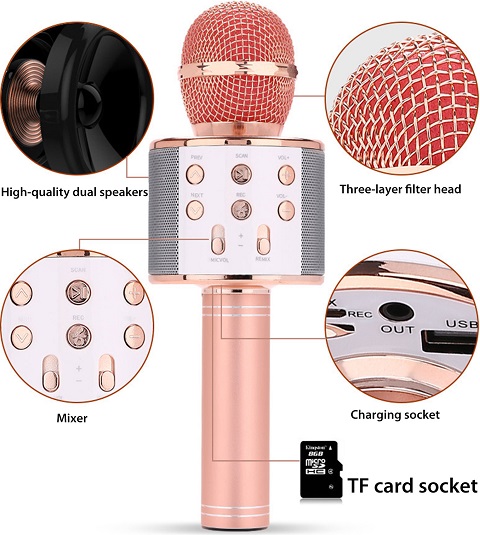 Karaoke Speaker With Microphone - Bluetooth & Wireless Singing Machine Mic